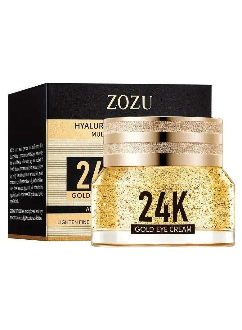 1pc 40g Golden Hyaluronic Acid Rich Intensive Moisturizing Eye Cream - Plumps and Smooths Fine Lines, Wrinkles, and Dehydrated Skin - Hypoallergenic, Suitable for All Skin Types including Sensitive Skin
