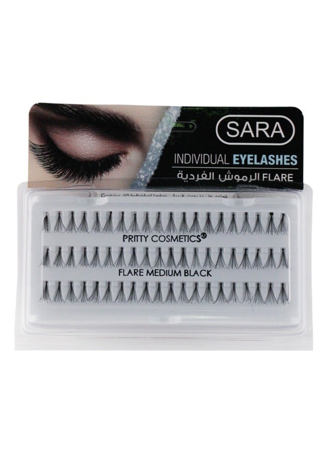 Sara Individual Flare 5Ply Medium lack Eyelash 1 Pc