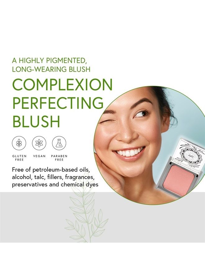 Long-Wearing Complexion Perfecting Blush in Rendezvous (Soft neutral warm Rose) Highly Pigmented - Evens Skin Tone and Texture - Vegan, Cruelty Free, Gluten Free, Net Wt. 8.5 g