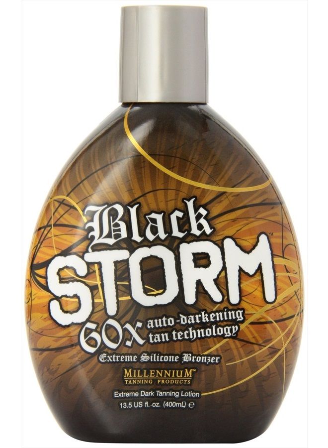 Black Storm Premium Tanning Lotion, 60x Auto-Darkening Tan Technology Extreme Silicone Bronzer - 13.5 Ounce