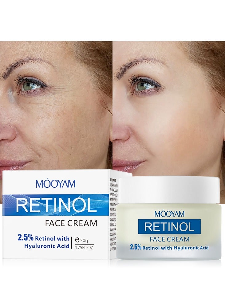 Retinol Cream 50g Retinol Face Cream Anti Wrinkle Treatment, 2.5% Retinol with Hyaluronic Acid, Hydration Face Cream for All Skin Types