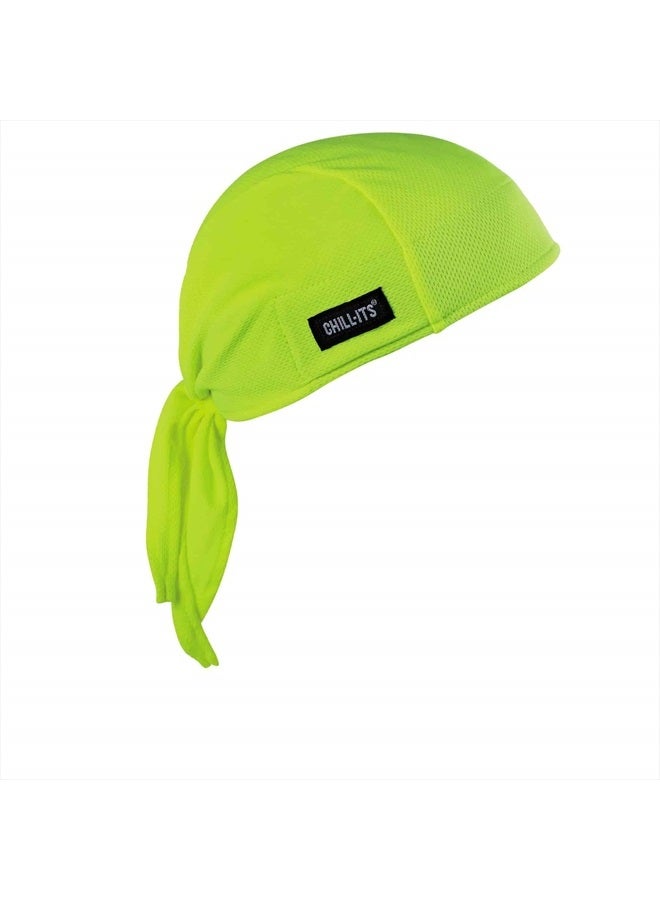 Chill-Its 6615 Performance Bandana Do Rag Skull Cap, Terry Cloth Sweatband, Moisture Wicking,Lime