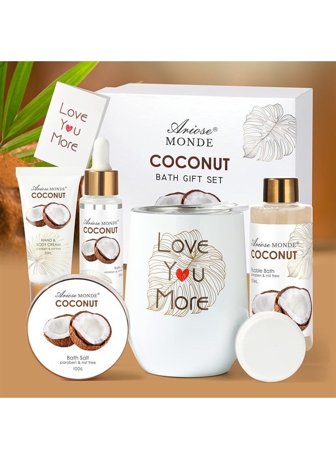 Birthday Gift Box for Women, Spa Tumbler Gifts Get For Her, Spa Gift Basket Care Package of Coffee Mug, Bubble Bath, Hand Cream, Bath Oil, Bath Salt,Shower Steamer, Unique Thank You Gifts