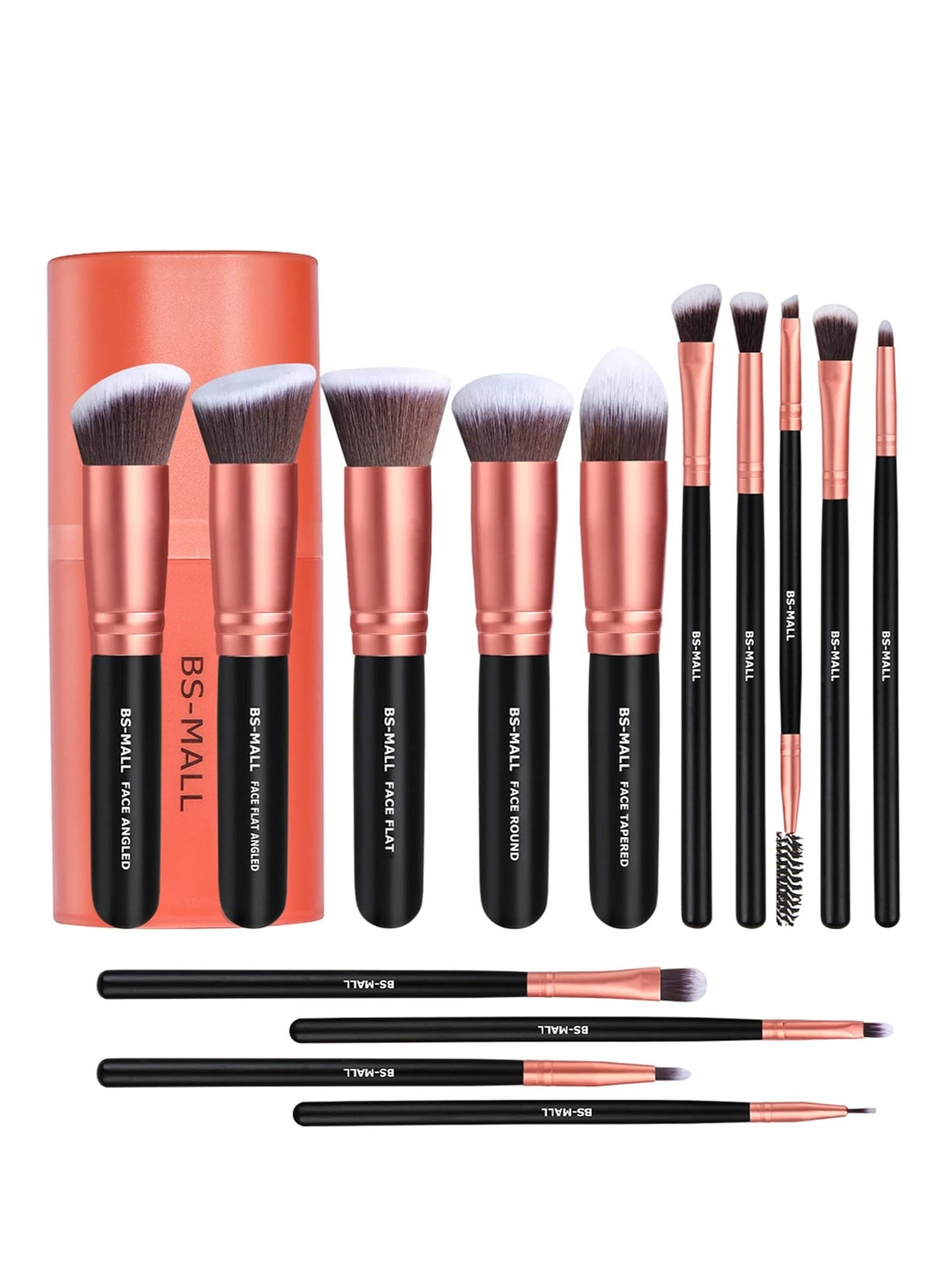 High Quality Synthetic Makeup Brush Set Foundation, Eyeshadow, Concealer Brush Set of 14 Pieces Rose Gold, 1 Set by BS-Mall
