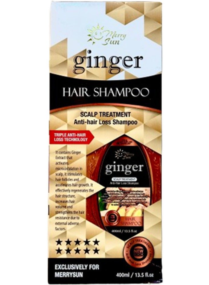 Merry Sun Ginger Hair Shampoo – Scalp Treatment & Anti-Hair Loss Formula (400ml) – Strengthens & Revitalizes Hair