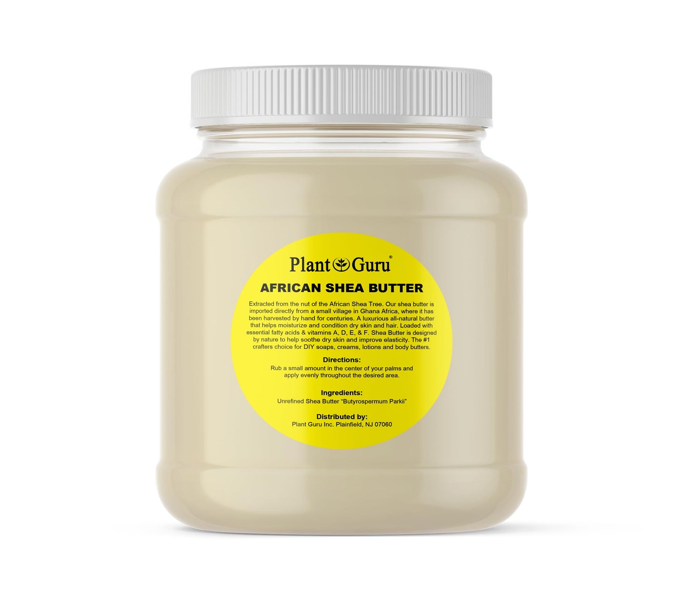 Plant Guru Raw African Shea Butter 3 lbs. Bulk 100% Pure Natural Unrefined IVORY Grade A - Ideal Moisturizer For Dry Skin, Body, Face And Hair Growth. Great For DIY Soap and Lip balm Making.