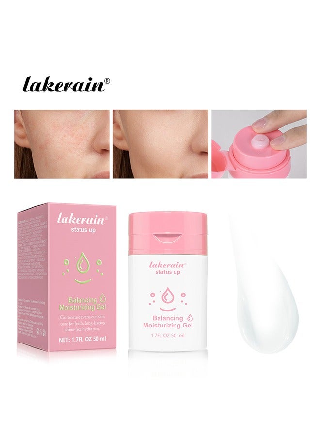 Balancing Moisturizing Gel,Status Up Face Balancing Oil Evens Out Skin Tone for Fresh Long Lasting Shine Free Hydration Anti Blue Light Protection and Repair Blue Light Damage Moisturizing Cream 50ml