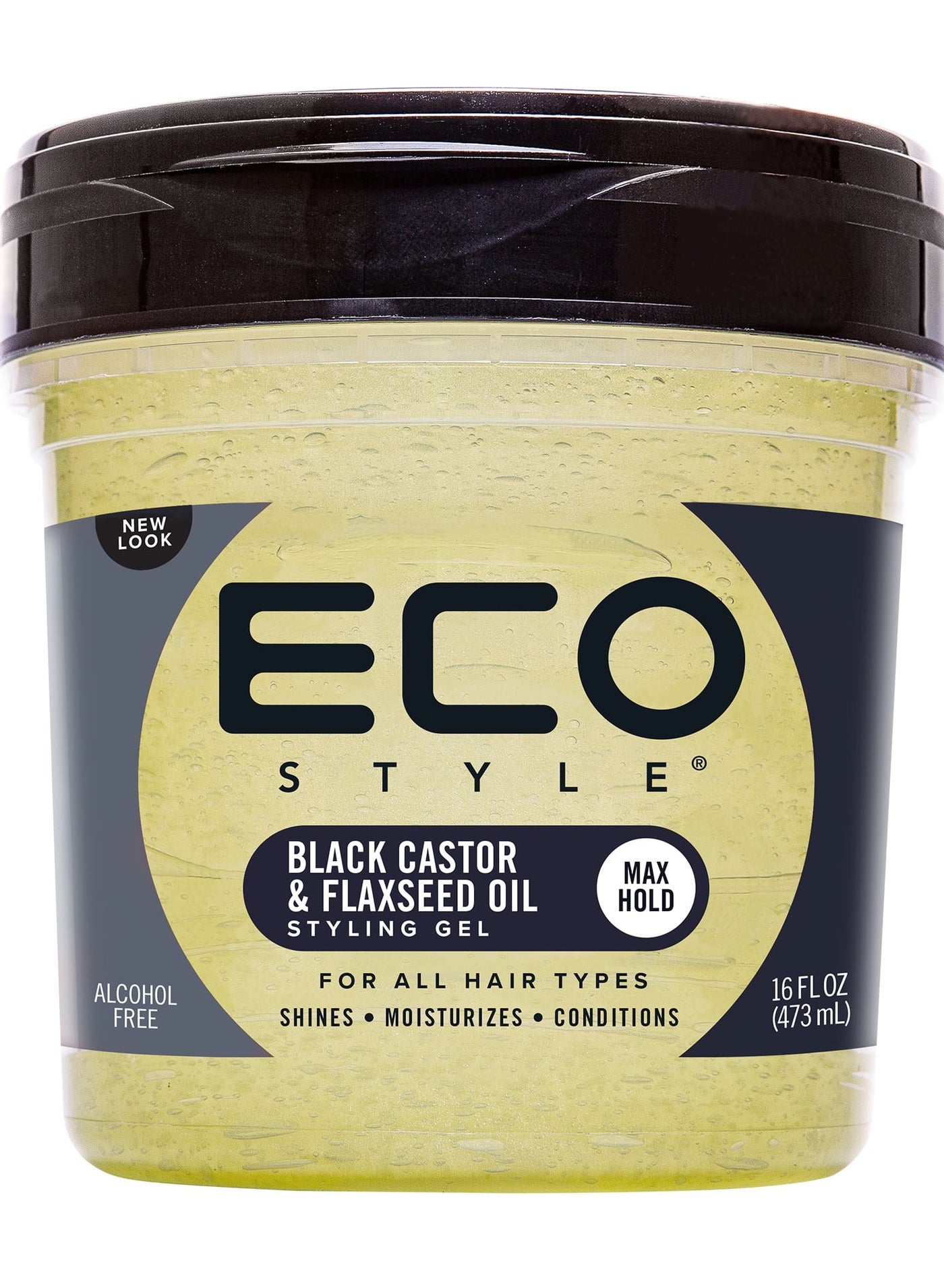 Eco Style Black Castor & Flaxseed Oil Styling Gel 16oz – Max Hold, Alcohol-Free, Moisturizing Hair Gel for Curly, Natural & Protective Styles