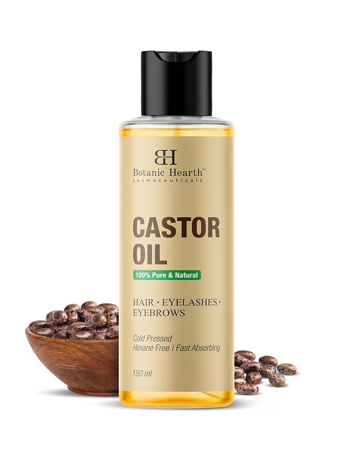 100% Pure Castor Oil For Hair Growth| 150 Ml | - Cold Pressed, Hexane-Free, Eyelashes, Eyebrows, Skin Care