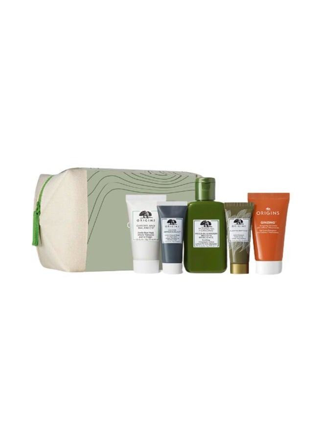 Best Sellers Set for Women - 5 Pc 1oz Checks Face Wash, 3.8oz Lotion, 0.5oz Clear Charcoal Face Mask,1.62oz Serum, 1.69oz Moisturizer