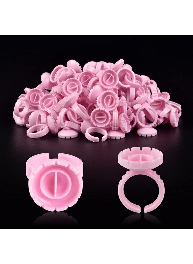 INFILILA Glue Rings 100PCS Disposable Rings For Lashes Smart Glue Rings Volume Lash Fan Blossom Glue Cups Fanning Ring Holder Lash Organizer Supplies Tools for Eyelash Extensions (pink)