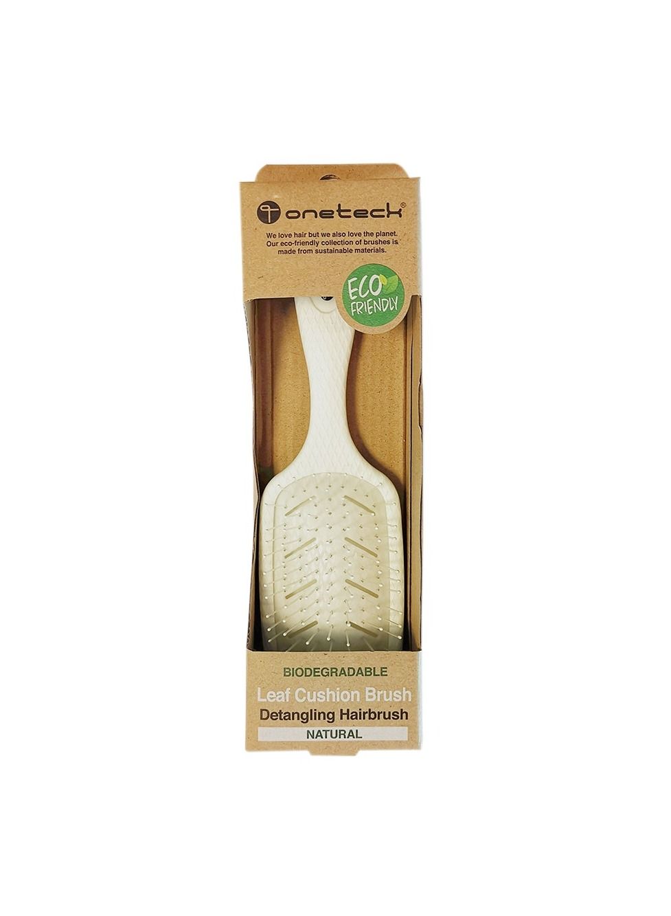 Biodegradable Leaf Cushioned Paddle Hair Brush Light Brown - 1pc.