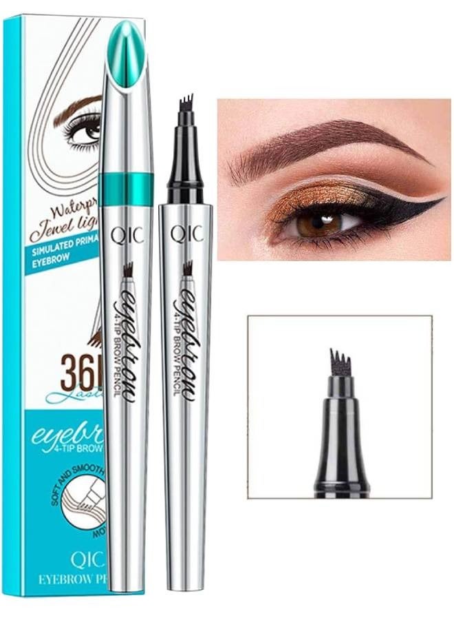 Eyebrow Pencil Eyebrow Microblading Pen Eye Makeup Eyebrow Pen Micro 4 Tip Brow Pen Lift Eyebrow Microblading Pen Long Lasting Waterproof Natural Eyebrow Hair No.03 Red Brown
