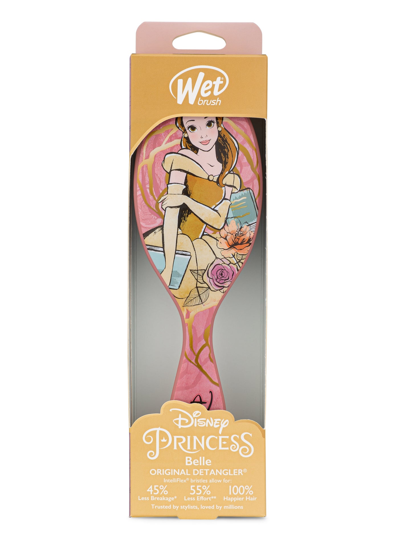 Wet Brush Disney Princess Belle Original Detangler – Ultra-Soft IntelliFlex Bristles – Pain-Free Detangling for Wet & Dry Hair – Reduces Breakage & Tangles – Ideal for All Hair Types