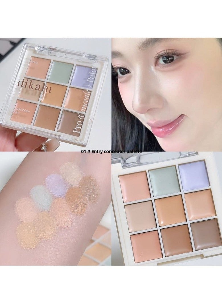 9 Color Concealer Cream Palette - Flawless Skin Tone, Dark Circle, Acne, Spot Coverage, Tear Groove Brightening, Long-Lasting, Buildable, Creamy Texture Concealer for All Skin Types