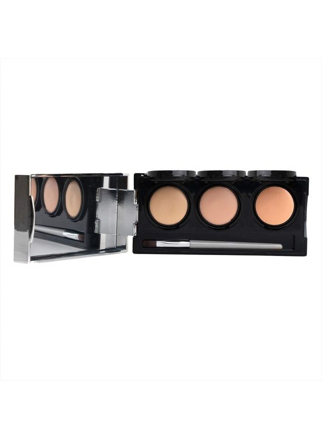 Full Coverage Concealer Palette, Waterproof Concealer Cream, 3 Colors + Brush, by Dermaflage