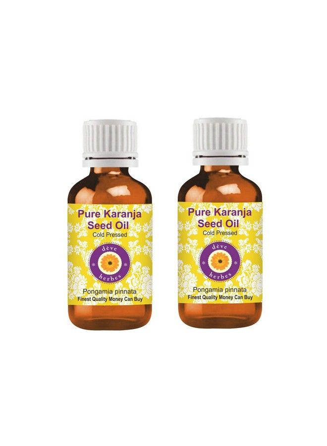Deve Herbes Pure Karanja Seed Oil (Pongamia pinnata) | Cold Pressed | Natural | Undiluted | For Diluting Essential Oils | For Hair, Skin & Massage | Men & Women | 100ml X 2