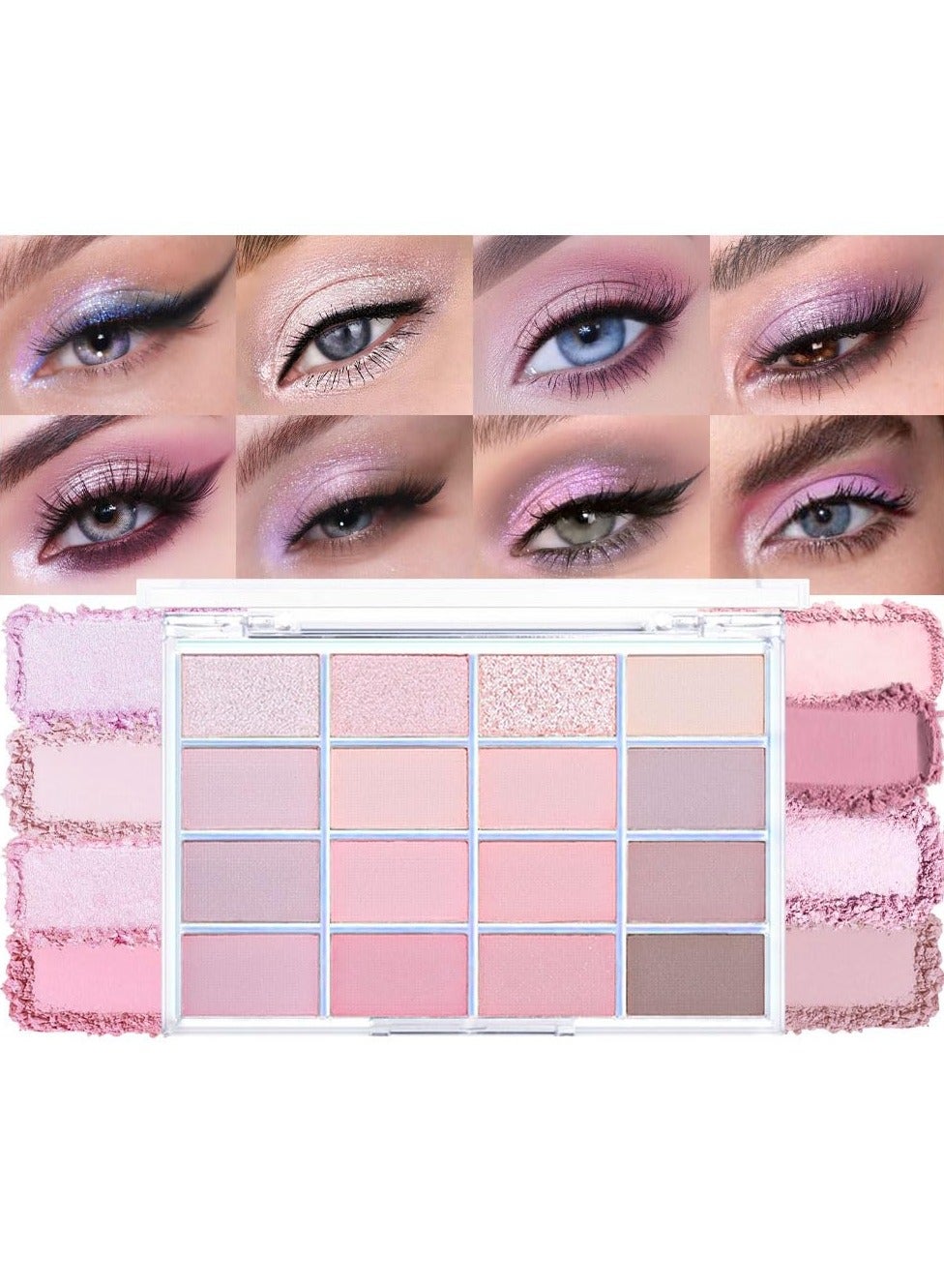 16Colors Pink Nude Taupe Basics Matte Eyeshadow Palette,Muted Pink Eye Shadow Makeup Travel Makeup Palette all in one Long Lasting Waterproof Ultra-Blendable,Great for Travel Gift Kit