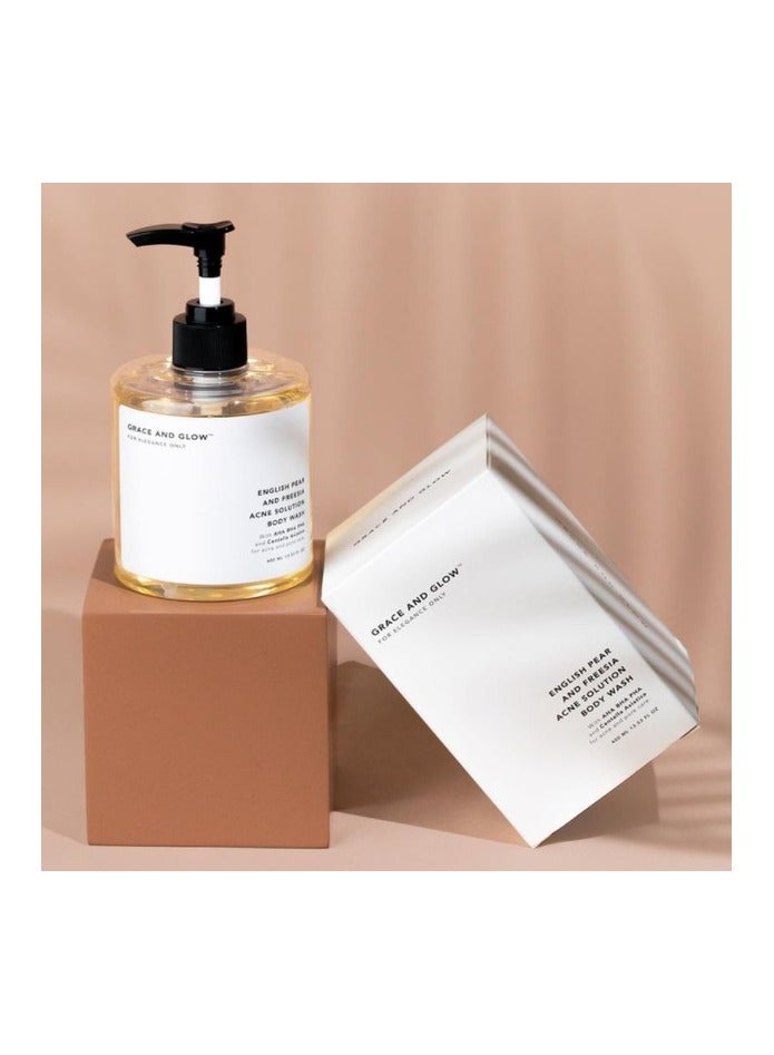 Grace And Glow English Pear And Freesia Anti Acne Solution Body Wash With AHA BHA PHA For Acne and Pore Care 400ml