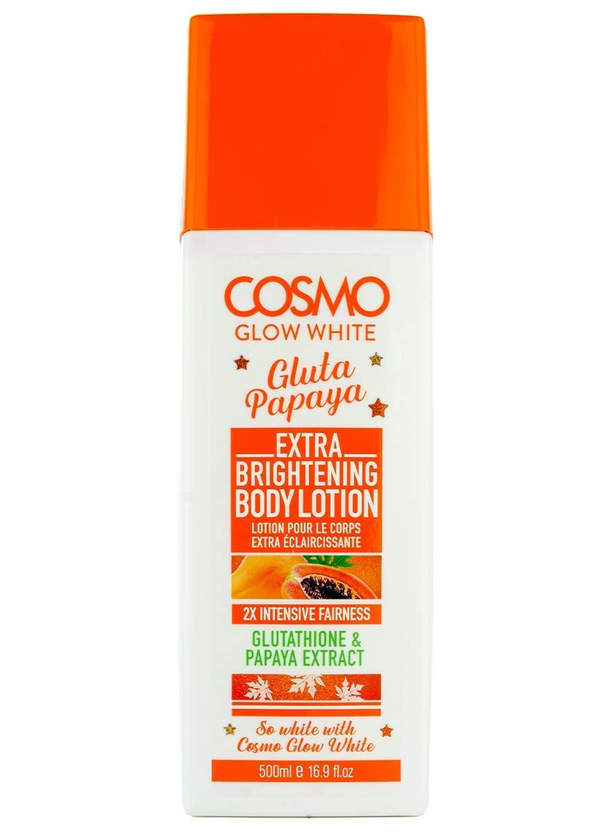 Cosmo Glow White Extra Brightening Body Lotion 500ml, Glutathione & Papaya Extract, 2x Intensive Fairness, Revitalized & Younger Looking, For Unisex