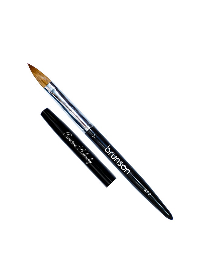 Acrylic Nail Brush 1pc Pure Sable Hair Professional Nail Art Painting Brush for Manicure Pedicure Kolinsky Brush for Acrylic Application Nail Extensions and 3D Nail Carving Size 12