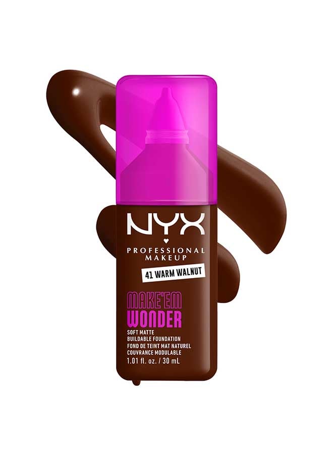 Make 'EM Wonder, 24H Soft Matte Foundation, Undetectable  Finish, Warm Walnut
