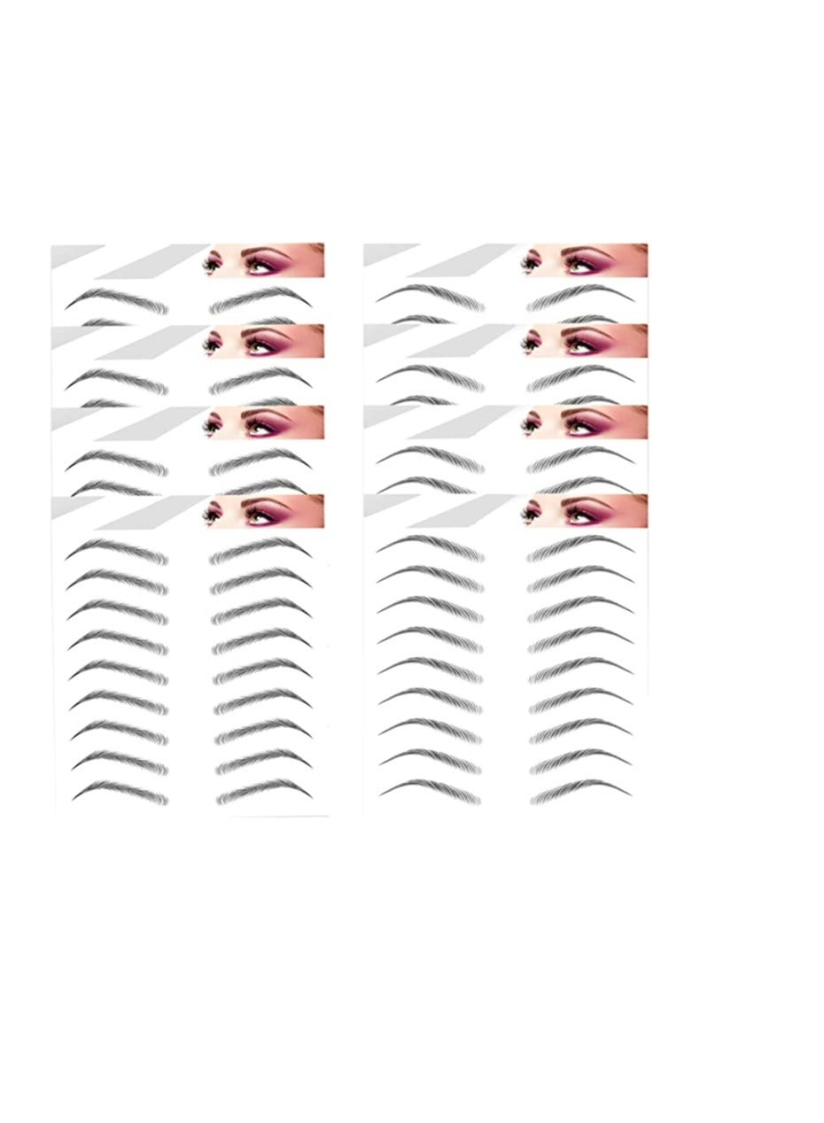 72 Pairs 8 Sheets 2 Styles Eyebrow Transfers Hair-Like Authentic Eyebrows Stickers Waterproof Long Lasting False Peel Off Instant Eyebrow for Women Girls Makeup Black