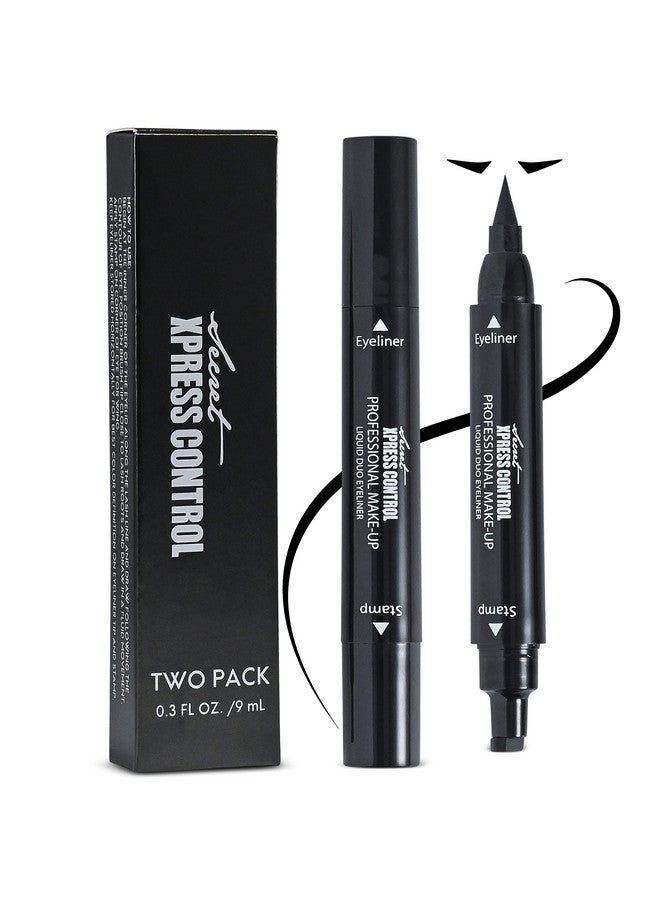 Winged Eyeliner Stamp Waterproof Long Lasting Liquid Black Pen Cat Eye Matte Eye Makeup (Black2 Pack)