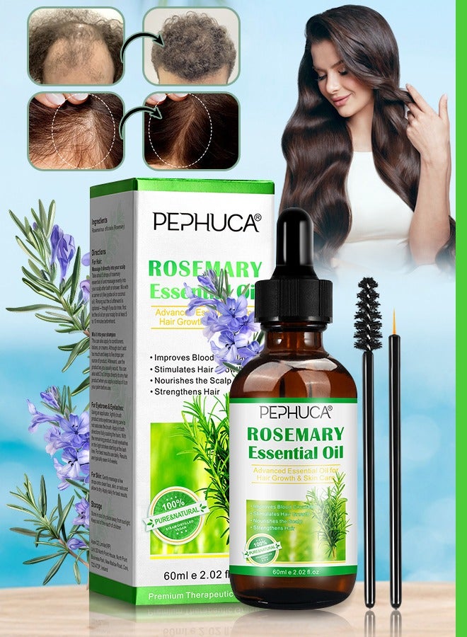 60ml Rosemary Essential Oil  for Hair Growth Pure Organic Rosemary Oil for Dry Damaged Hair and Growth Hair Scalp Oil  Pure and Natural Premium Quality Oil Hair Loss Treatment Oil for Men and Women