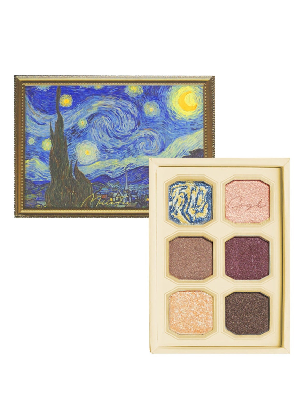 Painting Eyeshadow Palette 6 Shades Matte and Shimmer Finishes Pressed Powder Makeup Palette-08 The Starry Night