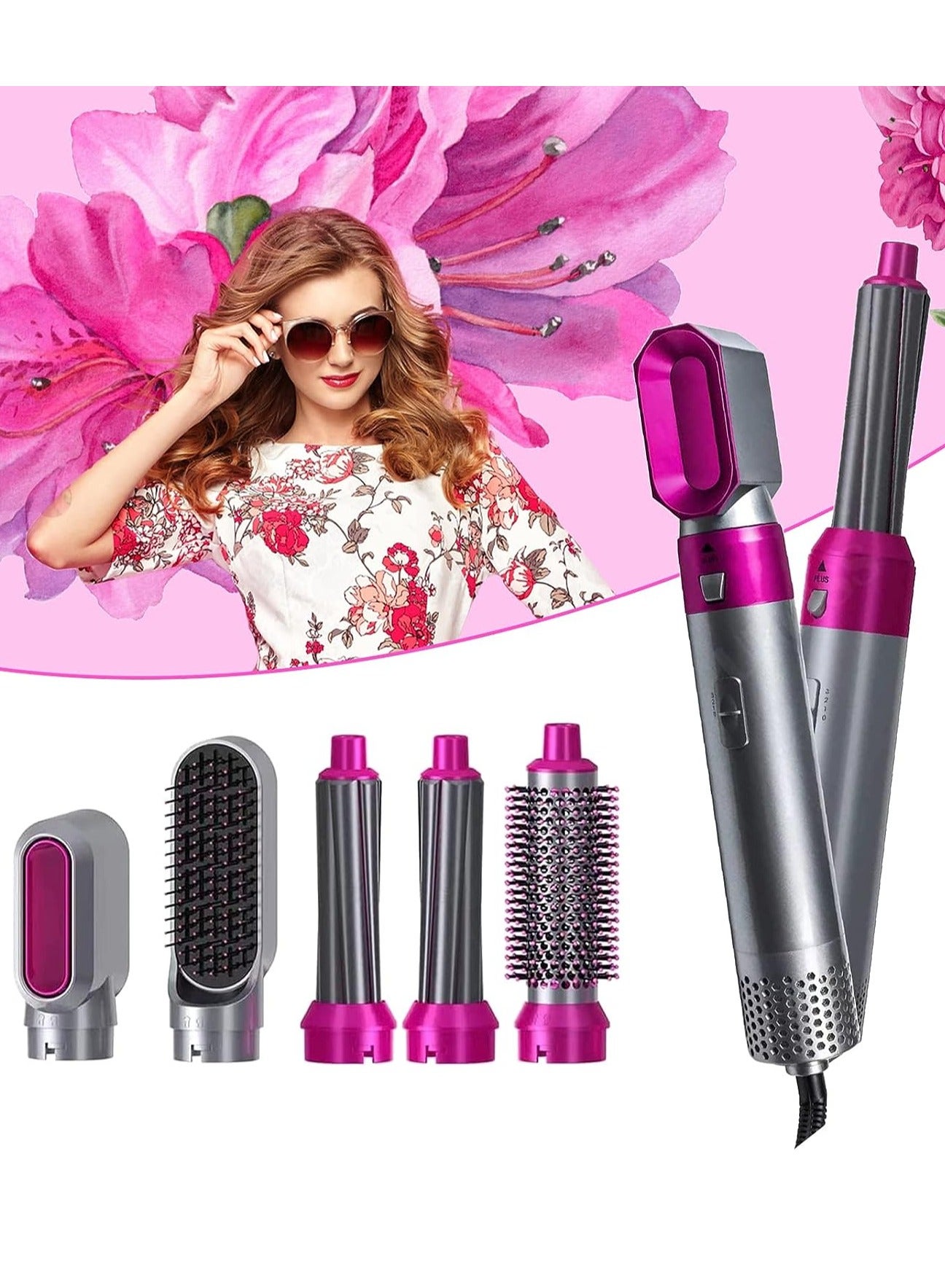 5 In 1 Multifuctional Hair Styling Tool Kit Curler, Straightener Curling Iron Hair Dryer Hot Brush
