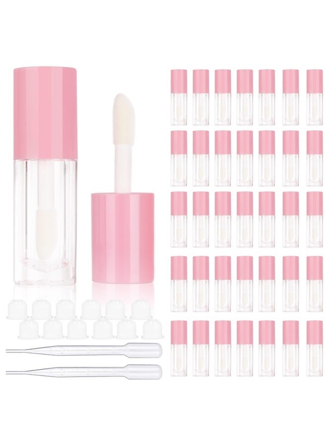 30pcs Pink Empty 6ml 0.2oz Lip Gloss Tubes with Big Doe Foot Wand，Round Lipgloss Containers，Concealer Tube Cosmetic Packing Container Bulk Wholesale