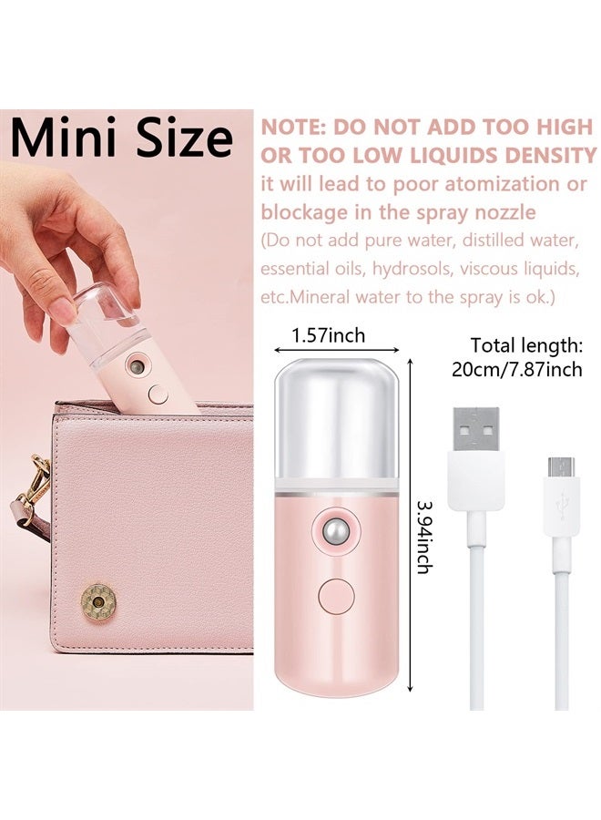 4 Pieces Nano Sprayer Nano Facial Mister Portable Mini Face Mist Handy Sprayer Atomization Eyelash Extensions Cool Facial Steamer for Skin Care USB Rechargeable (White, Light Pink, Blue, Pink)