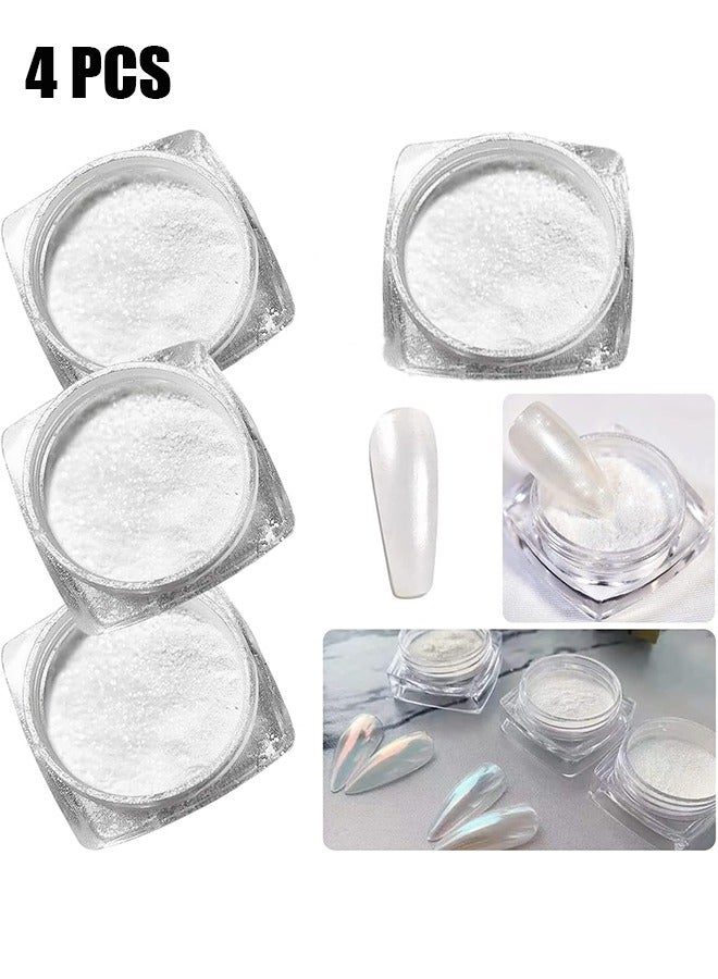 4 Same Boxes Pearl Powder,Ice Transparent Aurora Nail Powder,Neon Rainbow Holographic Chameleon Powder Chrome Iridescent Pigment Pearlescent High Gloss Nail Art Glitters