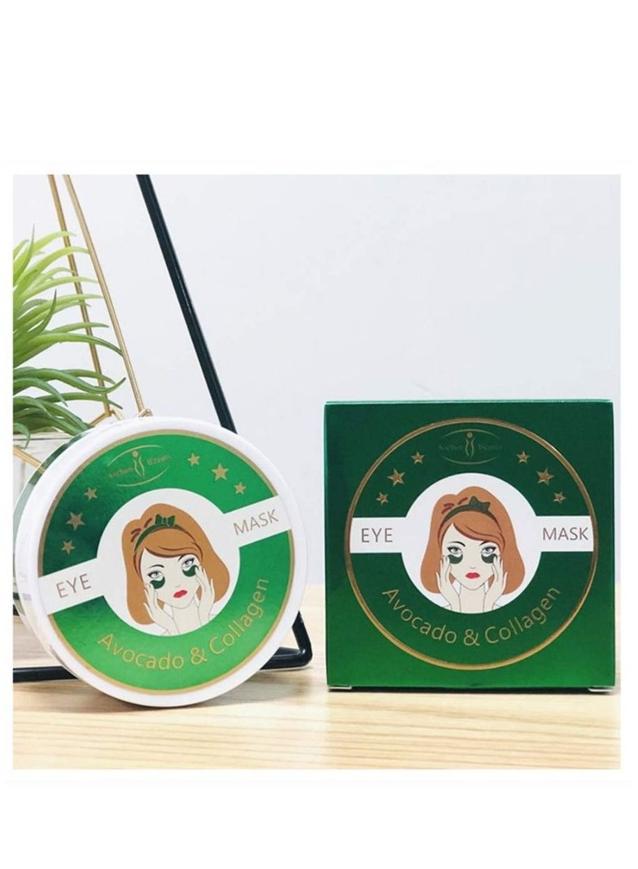 60-Piece Avocado And Collagen Eye Mask Patches Green 1.5g