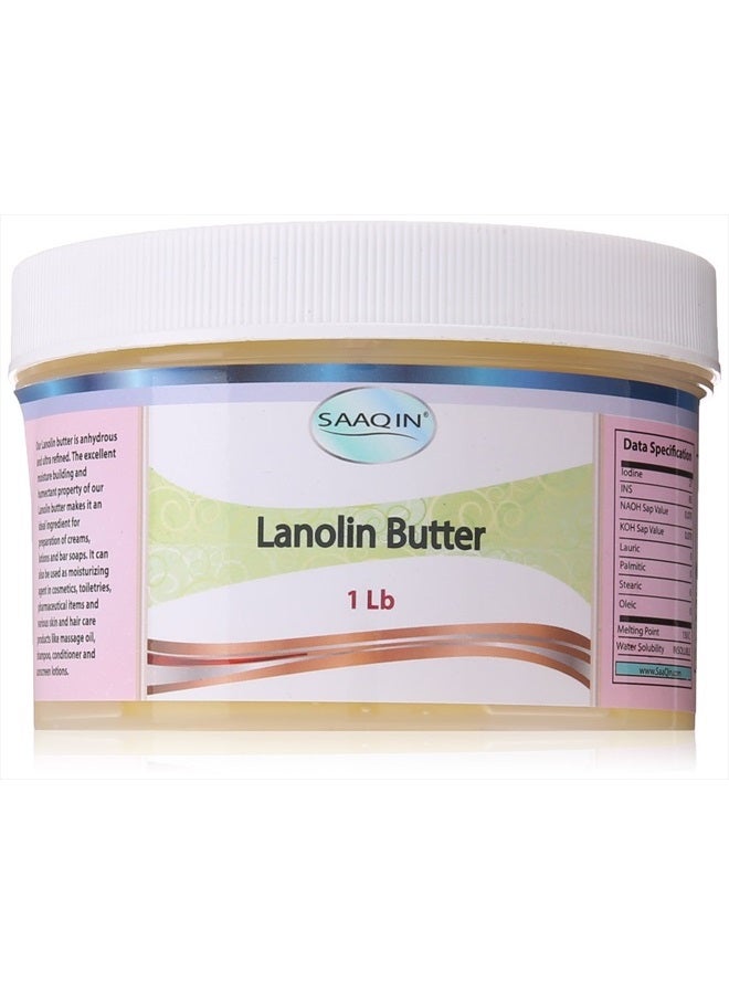 SAAQIN 100% Pure Lanolin (anhydrous) - Ultra Refined Butter 1 Lb - Nipple cream - Mustache wax - Helps revitalize and hydrate sensitive skin. Great for making lip balm, hair and skin products.