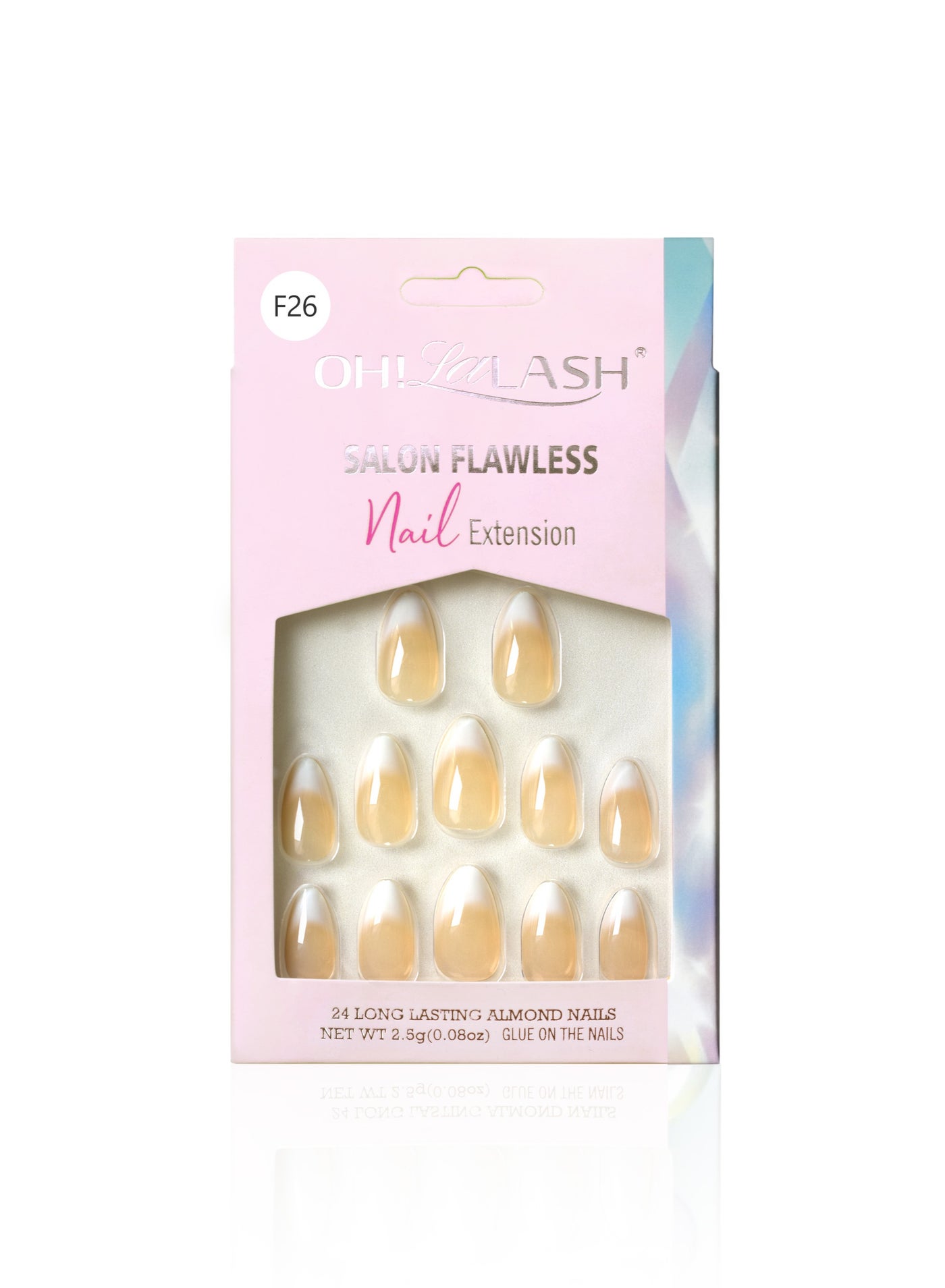 24-piece Light Yellow, Ice-Clear French Nail Set