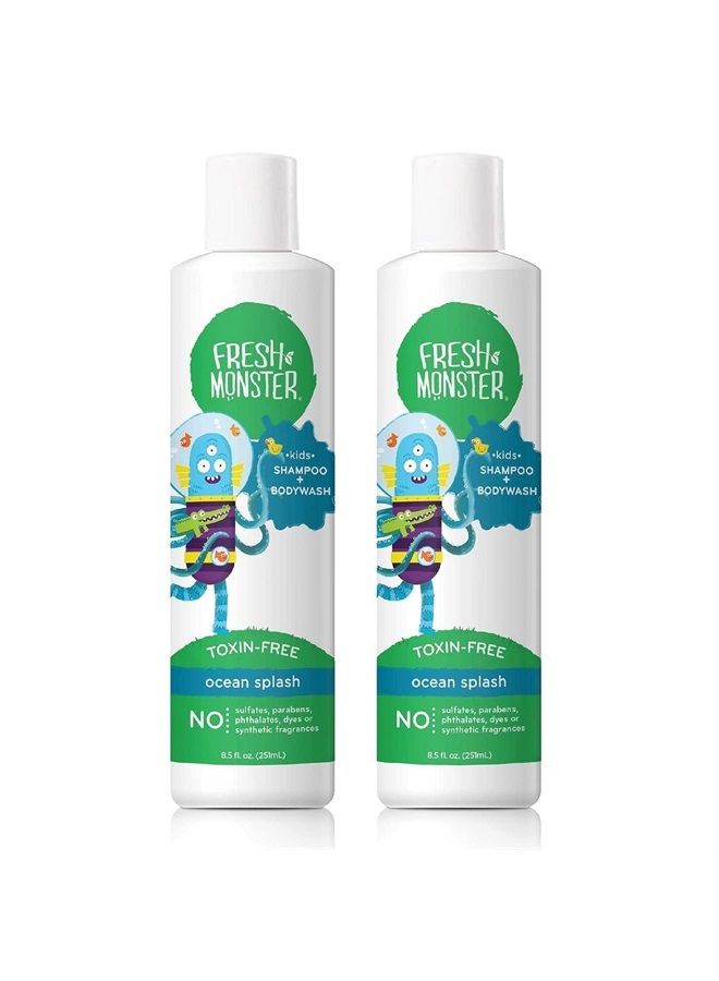 2-in-1 Kids Shampoo & Body Wash, Toxin-Free, Hypoallergenic, Natural Shampoo & Body Wash for Kids, Ocean Splash (2 Pack, 8.5oz/each)