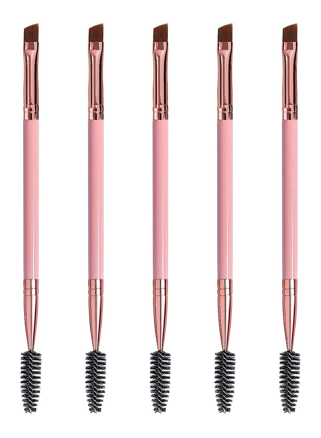 Duo Eyebrow Brush, Spoolie Brush and Angled Brow Brush Eyelash Brush for Eye Makeup 5pcs,