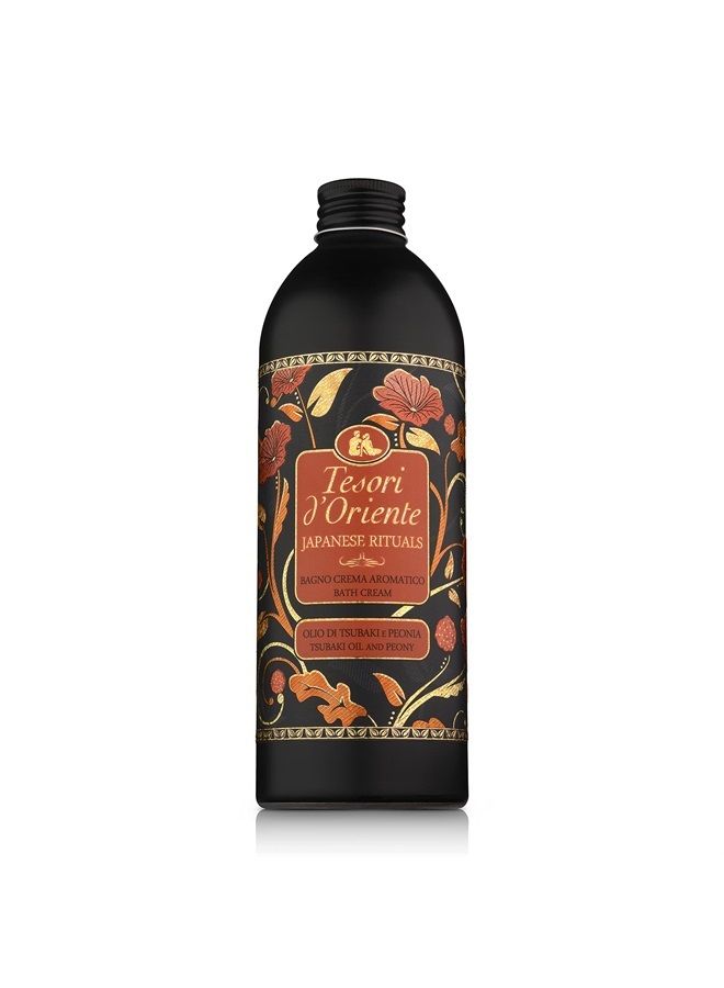 : "Japanese Rituals" Bath Cream with Tsubaki Oil and Peony 16.9 Fluid Ounce (500ml) Bottle [ Italian Import ]