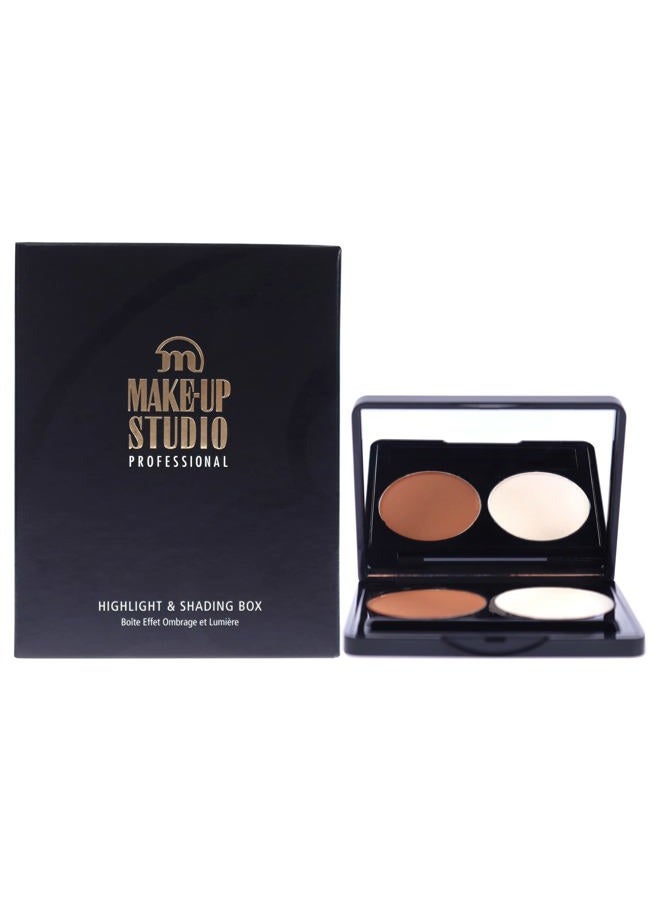 Make-Up Studio Professional Amsterdam Make-Up Face Shading & Highlight Box - Transparent Coverage With Matte Finish - Neutral Brown-White - 2X0.11 Oz, (PH10946)