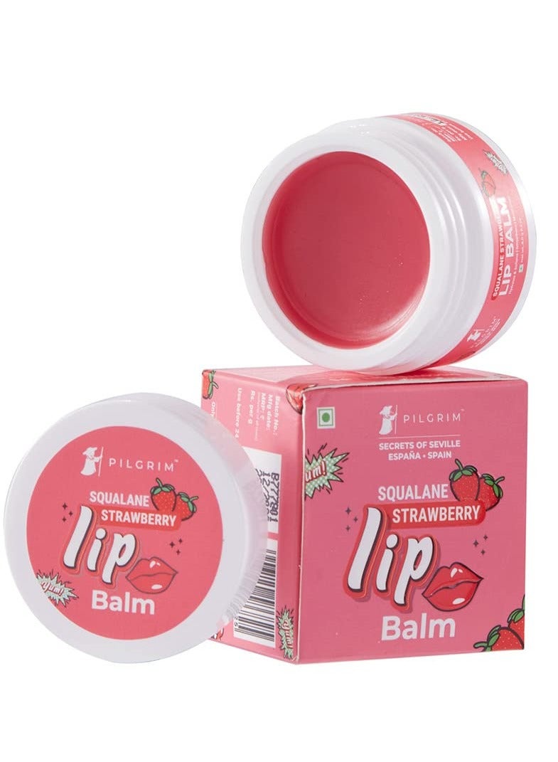 Pilgrim Squalane Lip Balm (Strawberry) for women and men Lip Balm for dark lips Lip Balm with Shea and Cocoa Butter for soft lips Lip Balm for soothing and hydrating Dry and Chapped Lips 8 gm