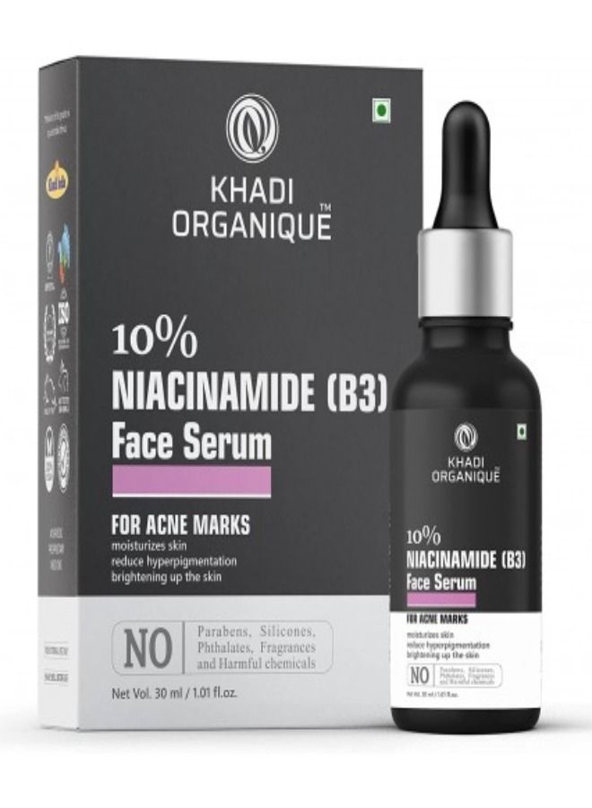 Khadi Organique 10% Niacinamide (B3) Face Serum 30ml Moisturizes Skin, Brightening up the Skin, Reduce Hyperpigmentation, No Artificial Fragrance,