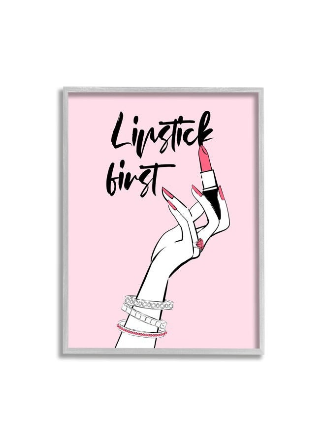 Lipstick First Makeup Calligraphy Glamorous Phrase Jewelry Accessories, Design by Martina Pavlova