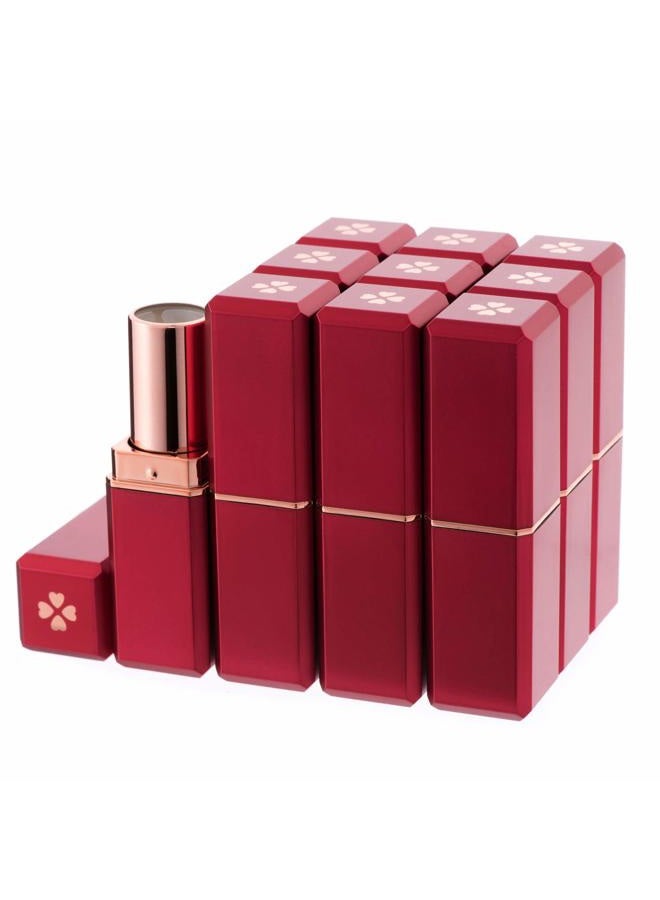 10Pcs Red Empty Lipstick Tubes DIY Lip Balm Container (Square Tube)
