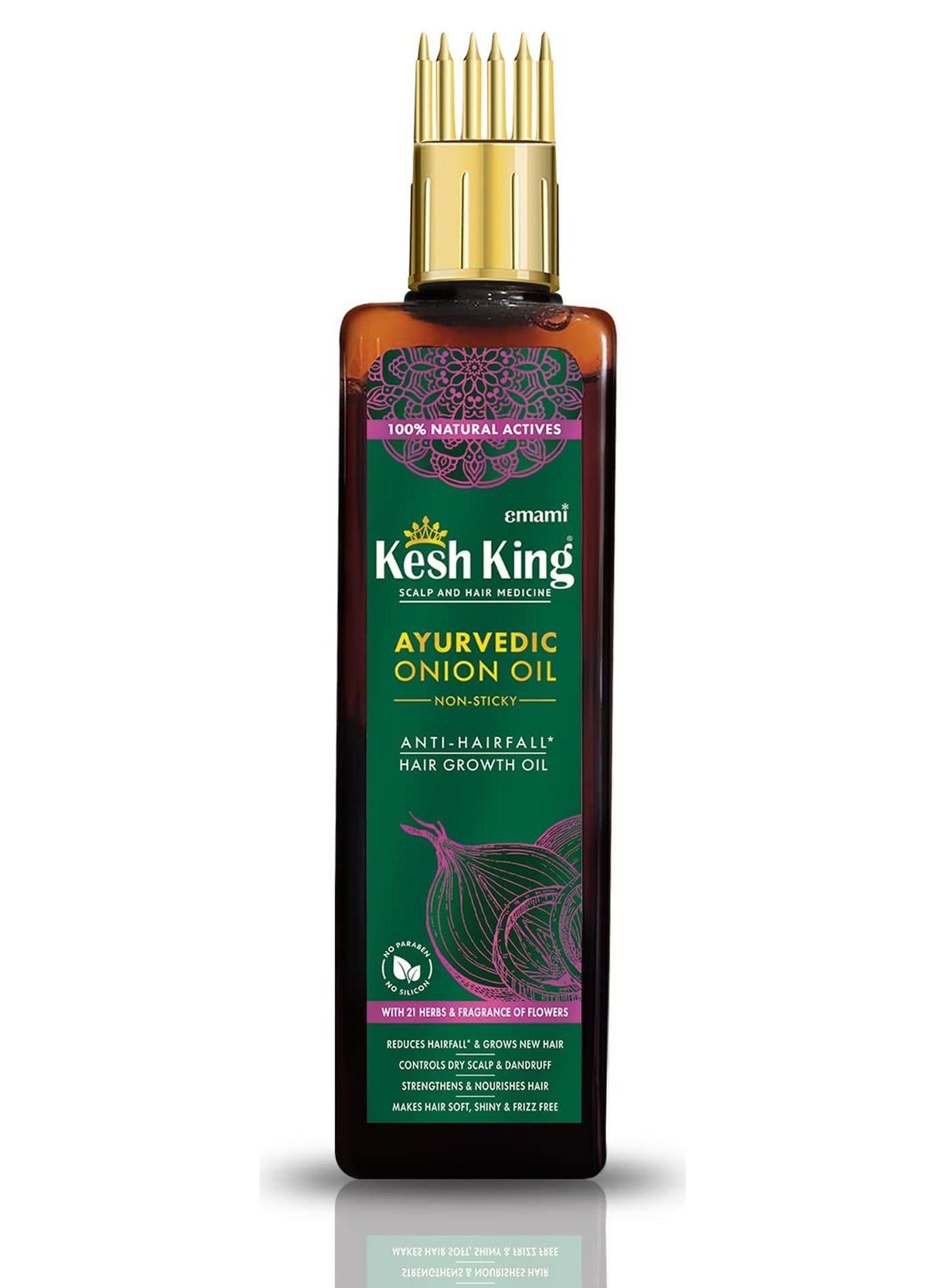 KESH KING Organic Onion Hair Oil with Curry Leaves | Anti Hair Loss & Fall Control Oil | Enhance Hair Growth | Makes Hair Soft, Shiny & Frizz-Free | 6.76 Fl Oz (200ml)