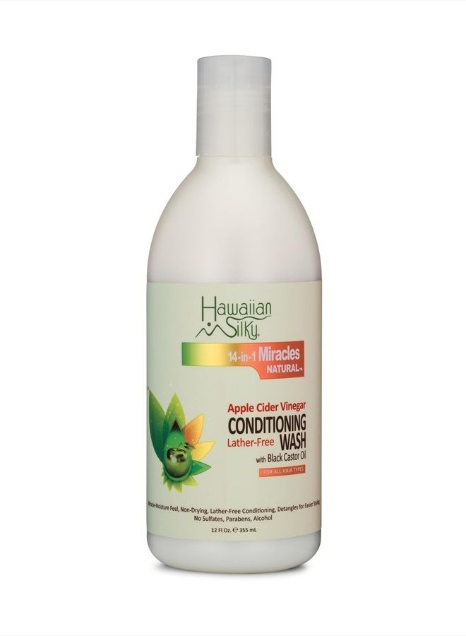 Apple Cider Vinegar Conditioning Wash, 12 fl oz - Lather-Free , with Black Castor Oil Extract, Cleansing Hair Moisturizer Treatment - Good on Men, Women & Kids