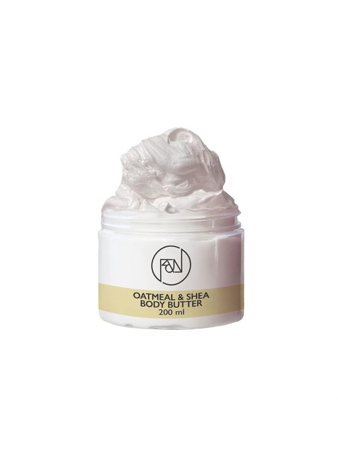 Flora and Noor Organic Whipped Shea Body Butter | Shea Butter for Face and Body Moisturizing Natural Body Butter for Dry Skin infused with Colloidal Oatmeal (200 ml)