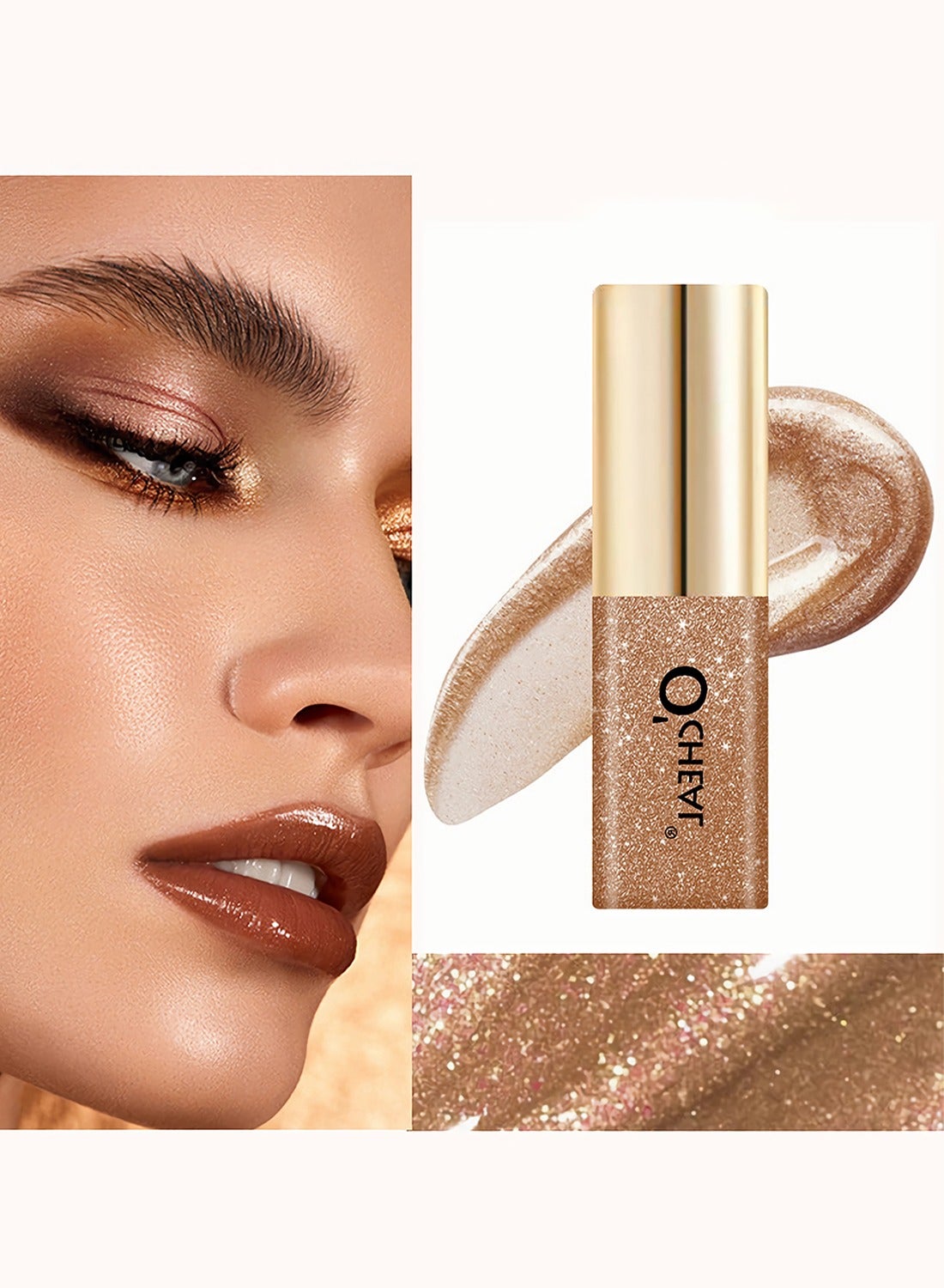 Liquid Glitter Eyeshadow, Glitter And Glow Liquid Eye Shadow, Highly Pigmented, Glittery Finish, Long-Wearing, Transfer Proof - 04 Bronze -3.5g