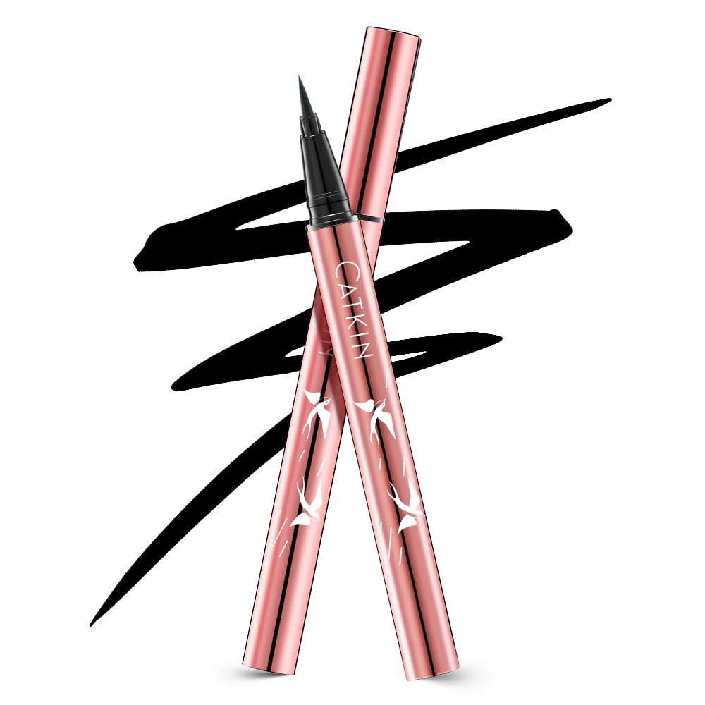 Catkin Liquid Eyeliner Pen Ultra-fine Waterproof Smoothy Stay 24 hrs Long Lasting Quick Drying for Sensitive Eyes Alcohol Free Natural Brown